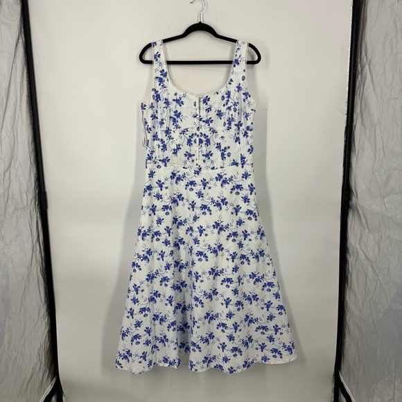 TIMELESS LONDON Elode Blue and White Midi‎ Dress - Picture 4 of 10